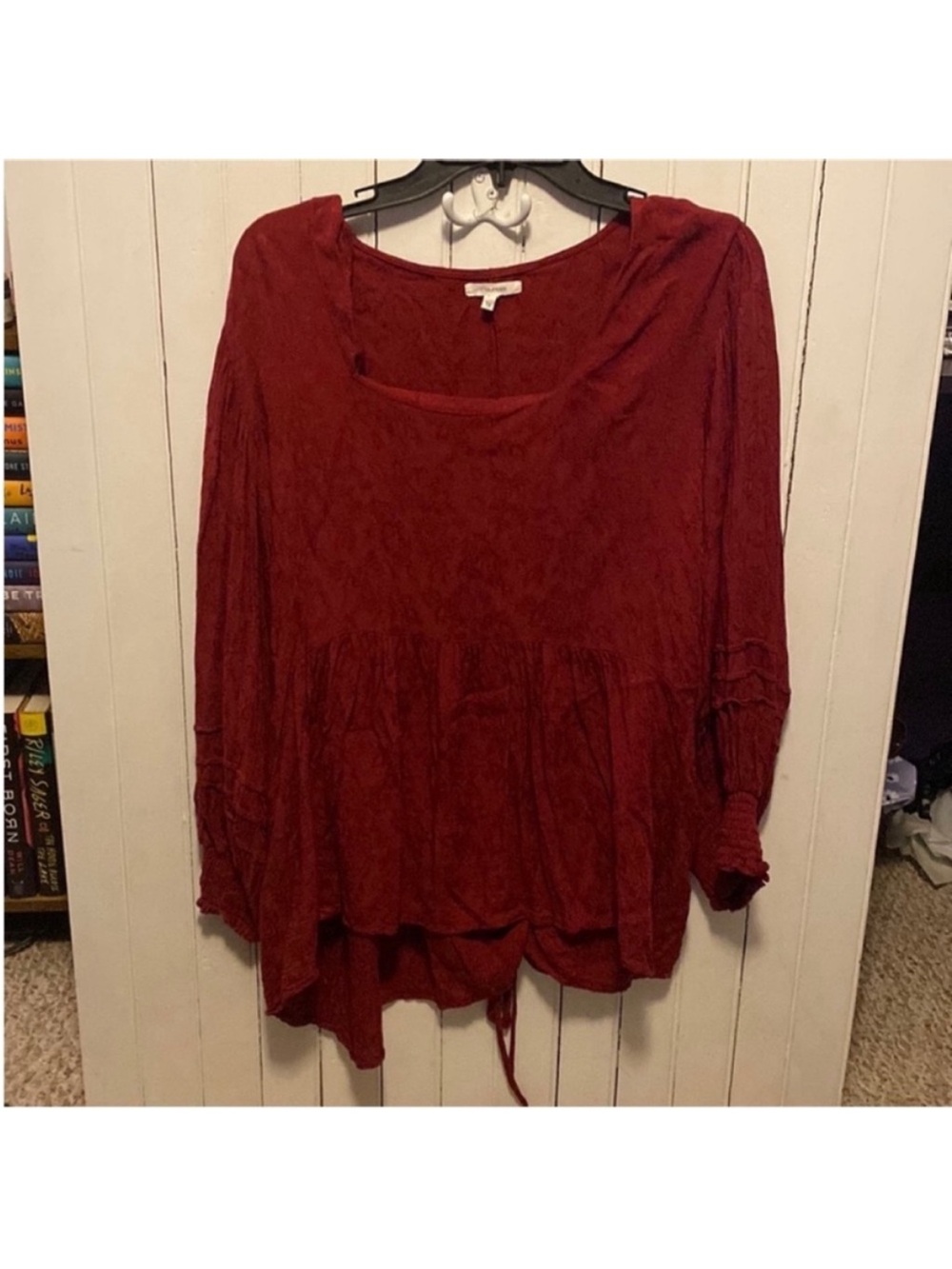 Maurices Long Sleeve Blouse Deep Red Size 1X